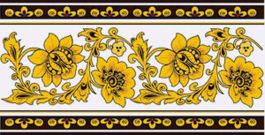 Хохлома - скатерть, цветы, узор, роспись - предпросмотр