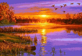 Закат над речкой - закат - оригинал