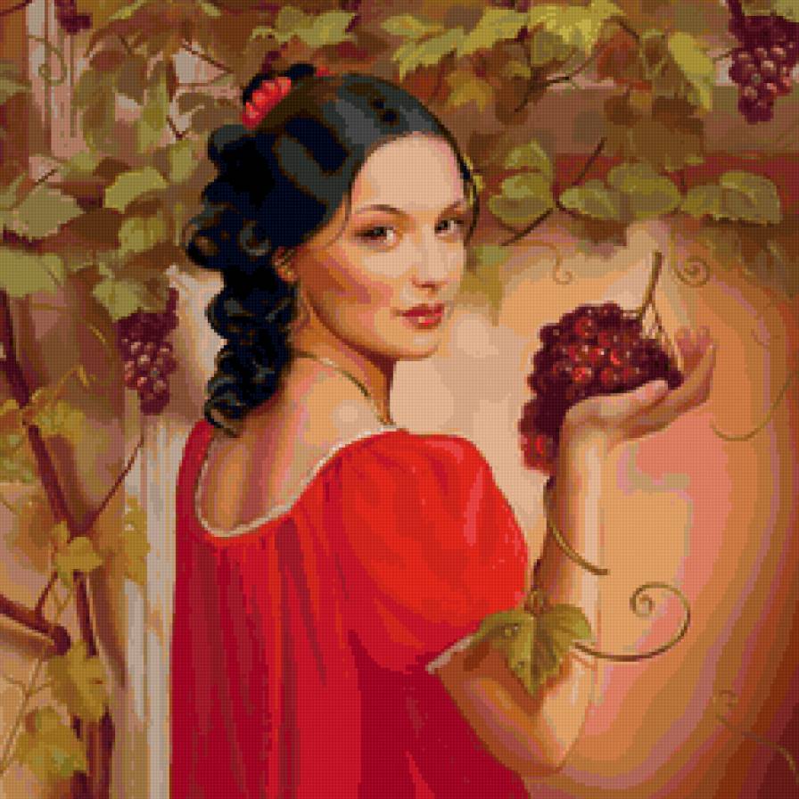 Девушка с виноградом - виноград, девушка - предпросмотр