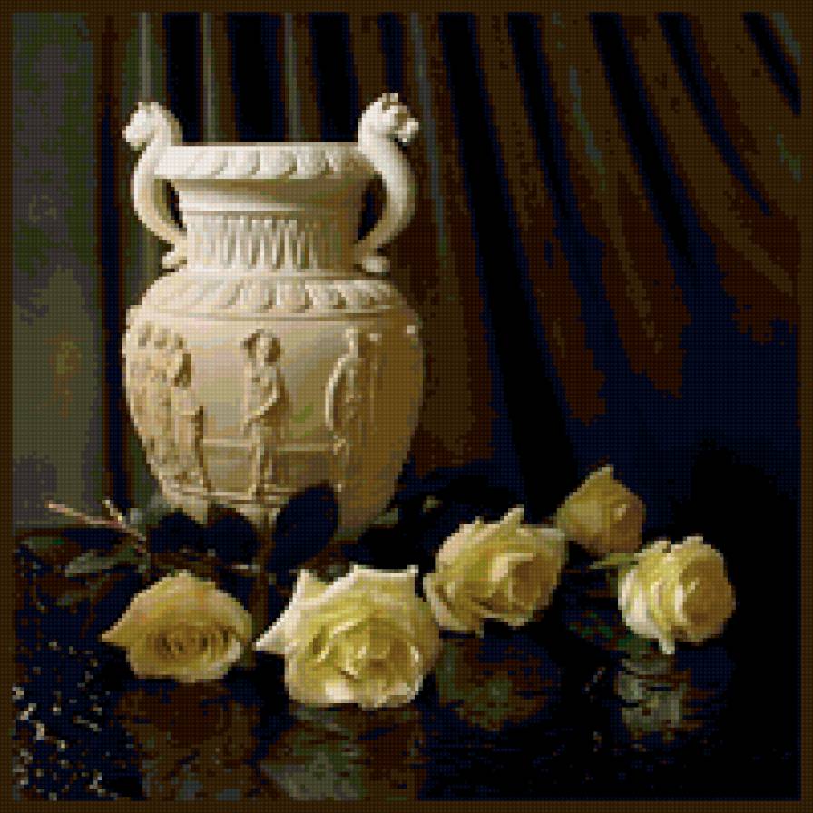 розы белые - роза, цветы, натюрморт - предпросмотр