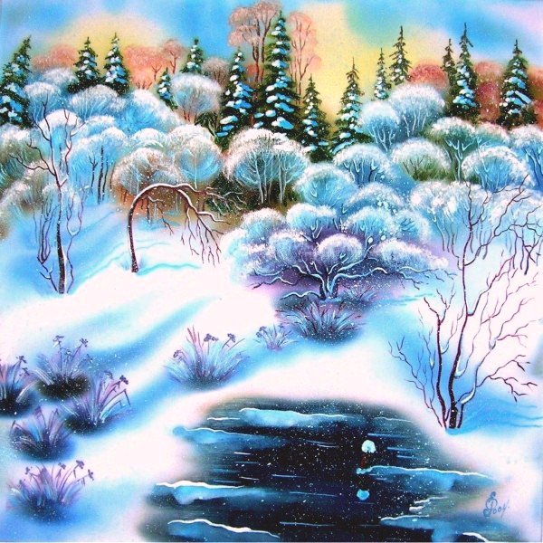 Зимняя картина - пейзаж, лес, снег, зимний пейзаж, зимняя сказка, зима, природа - оригинал