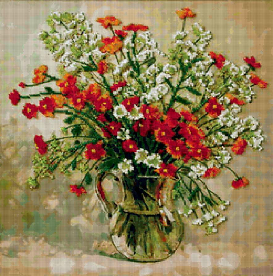Летний букет - ваза, цветы, букет, натюрморт - предпросмотр