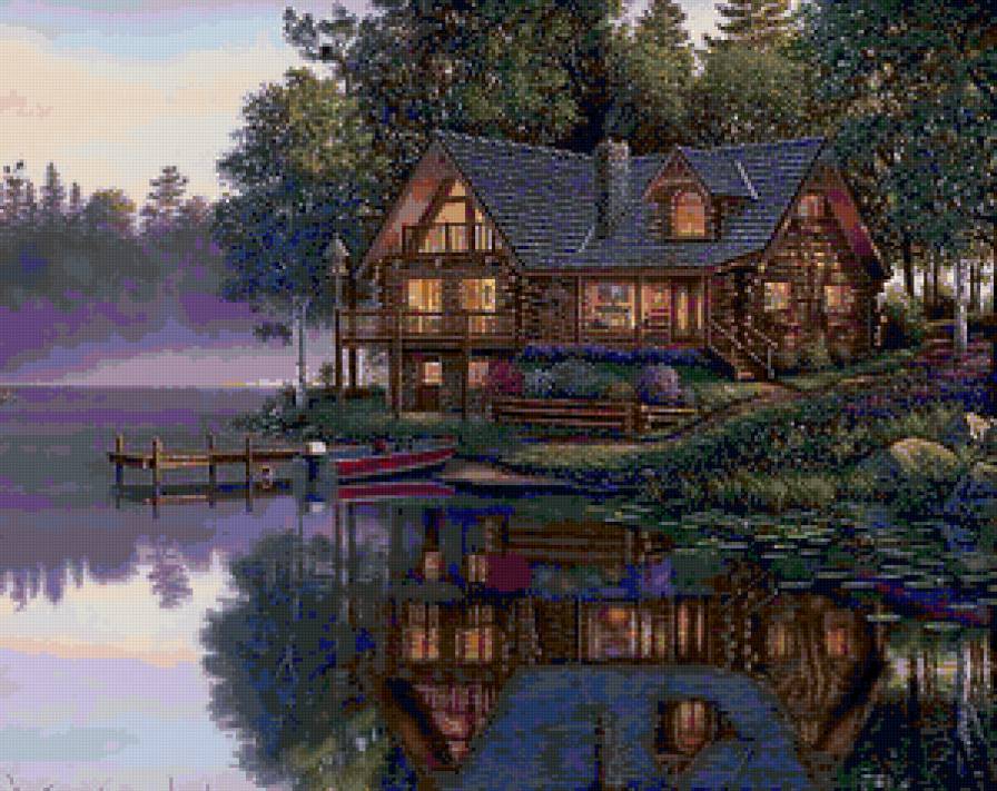 3 - картина, домик, искусство, пейзаж - предпросмотр