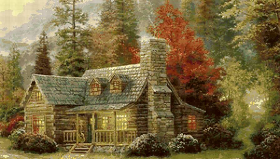 5 - картина, домик, пейзаж, искусство - предпросмотр