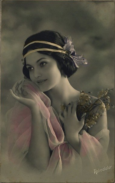 винтажная открытка - винтаж, ретро, девушка - оригинал