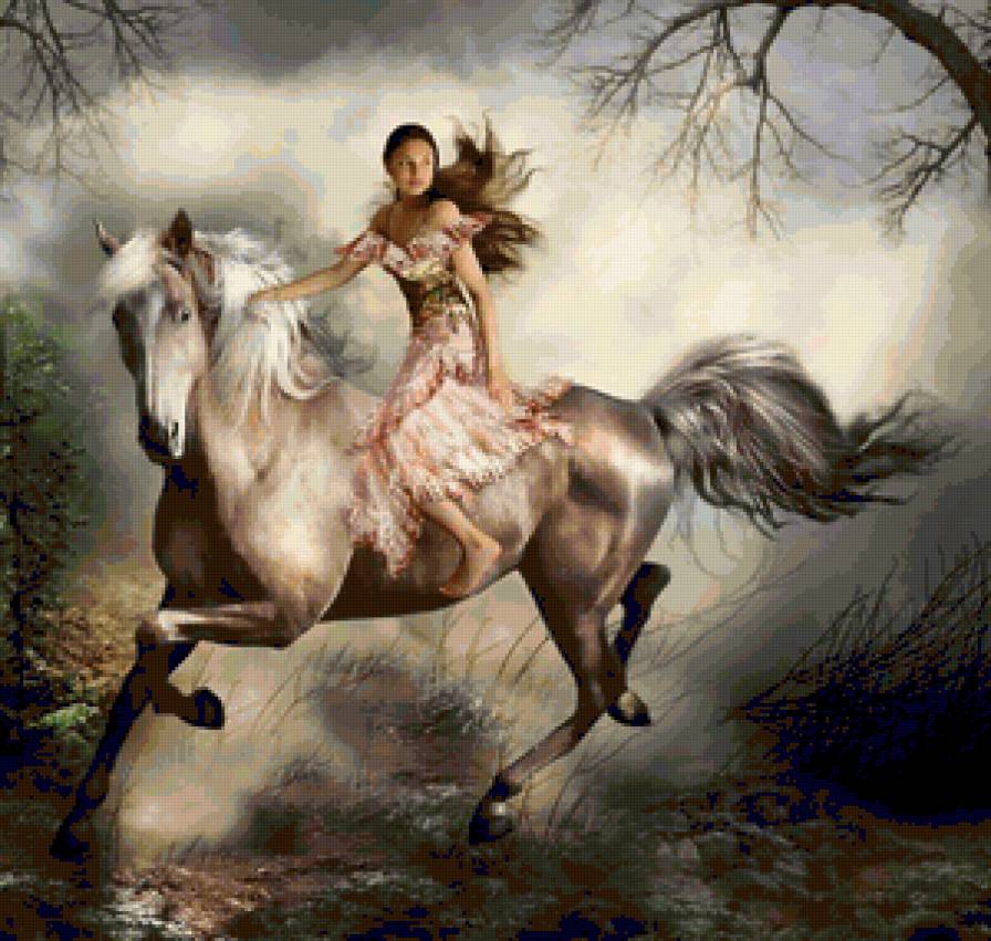 наездница - девушка, лошадь - предпросмотр