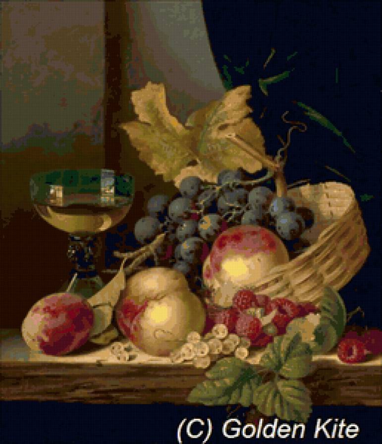 Натюрморт - натюрморт, фрукты, бокал - предпросмотр