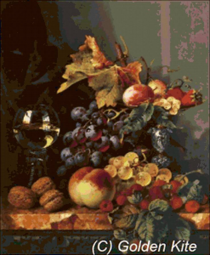 Натюрморт - натюрморт, бокал, фрукты - предпросмотр