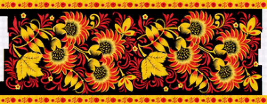 Хохлома - узор, роспись, цветы, скатерть - предпросмотр