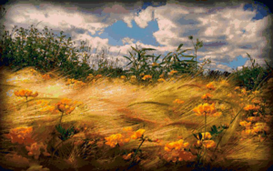 Пейзаж - цветы, пейзаж, живопись - предпросмотр