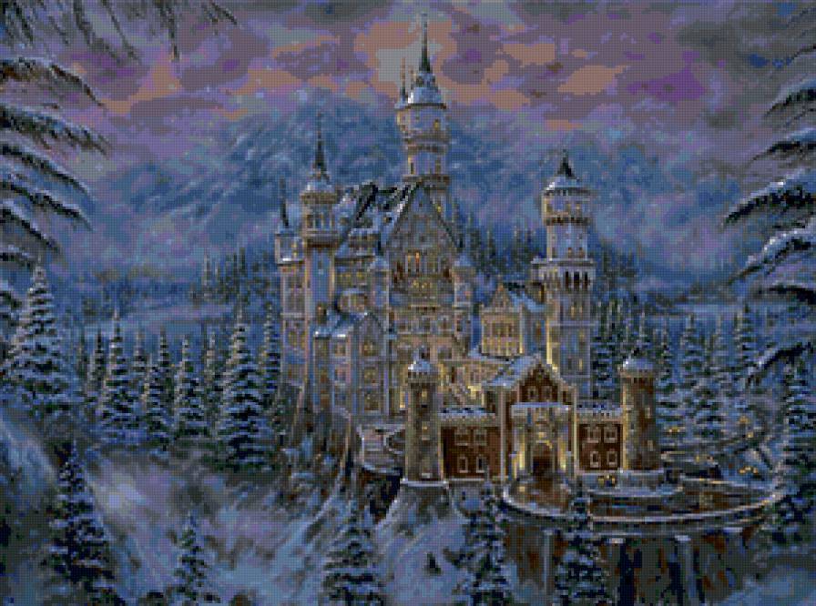 замок - картина, зима, пейзаж - предпросмотр