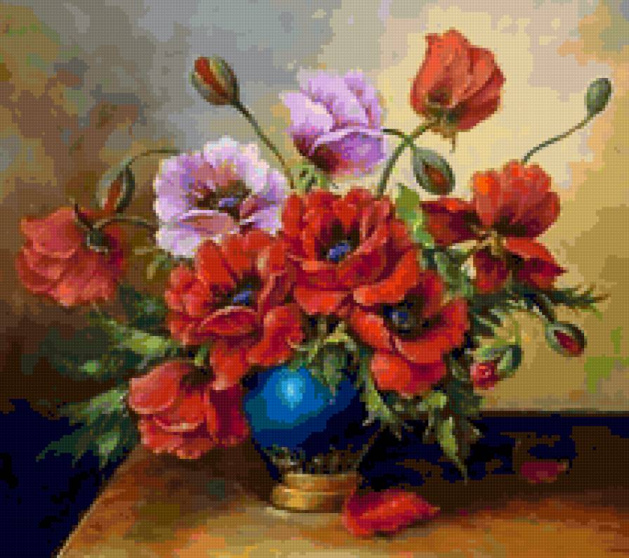 Маки - цветы в вазе - предпросмотр