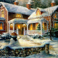 Схема вышивки «новогодний домик»