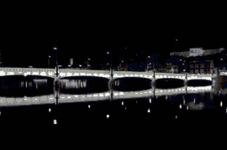 ночной пейзаж - черно-белое, мост, природа, пейзаж - предпросмотр