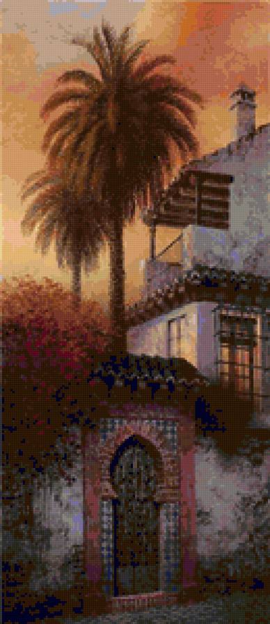 №78287 - дома, пейзаж, испания, деревья, живопись, город - предпросмотр