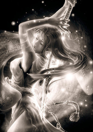 девушка - фэнтези, черно-белое, девушка - оригинал