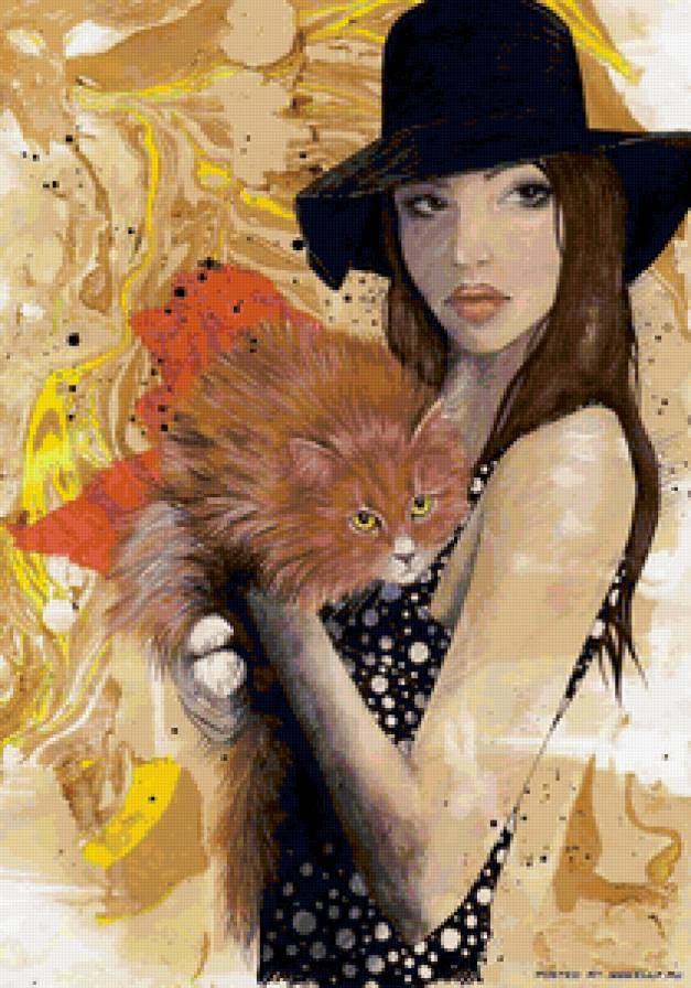 С котом - девушка, животные, кошки - предпросмотр