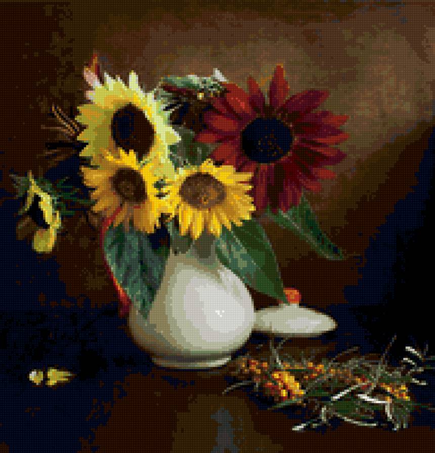 Осенний букет - букет, цветы в вазе, натюрморт - предпросмотр