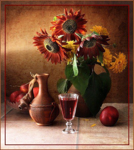 Осенние краски - букет, натюрморт, цветы в вазе - оригинал