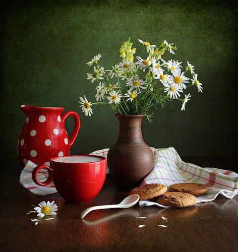 Натюрморт с ромашками - натюрморт, цветы в вазе, букет - оригинал