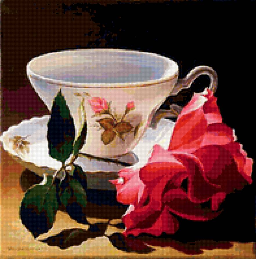 чайная пара - посуда, цветок - предпросмотр