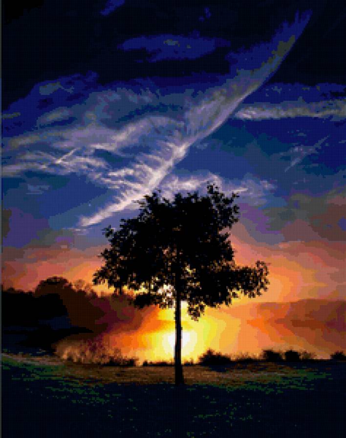 Вечер - пейзаж, закат, природа - предпросмотр