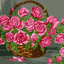 Оригинал схемы вышивки «корзина с розами» (№78742)
