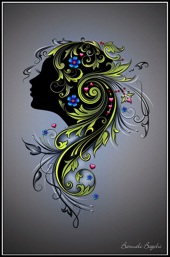 картина - девушка, силует - оригинал