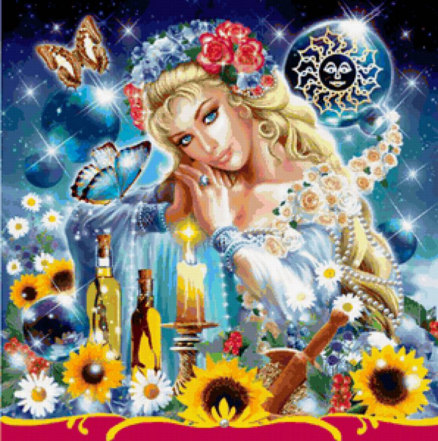 Девушка - живопись, цветы, девушка - предпросмотр