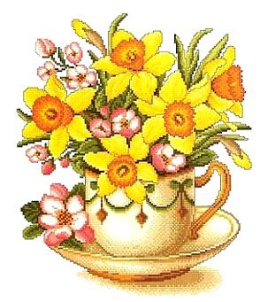Цветы в чашечке - весенние цветы, цветочки, цветы, чашечка, нарциссы - оригинал