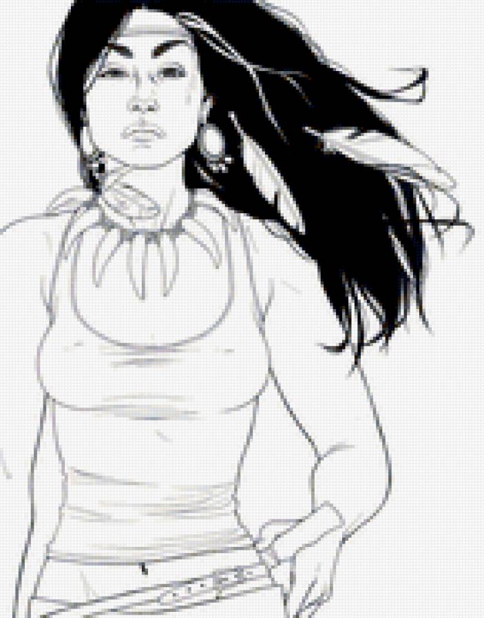 грозная девушка - красивый набросок - предпросмотр