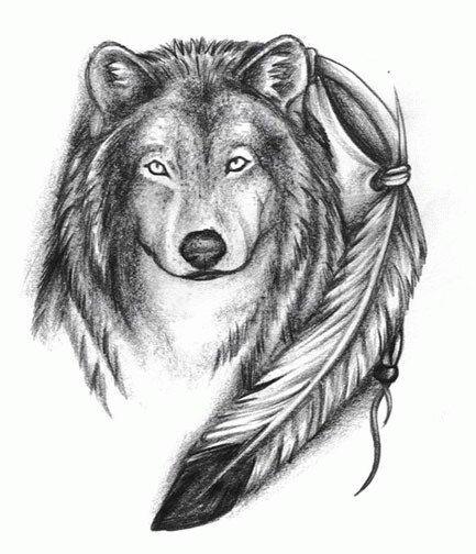 волк - набросок татуировки - оригинал