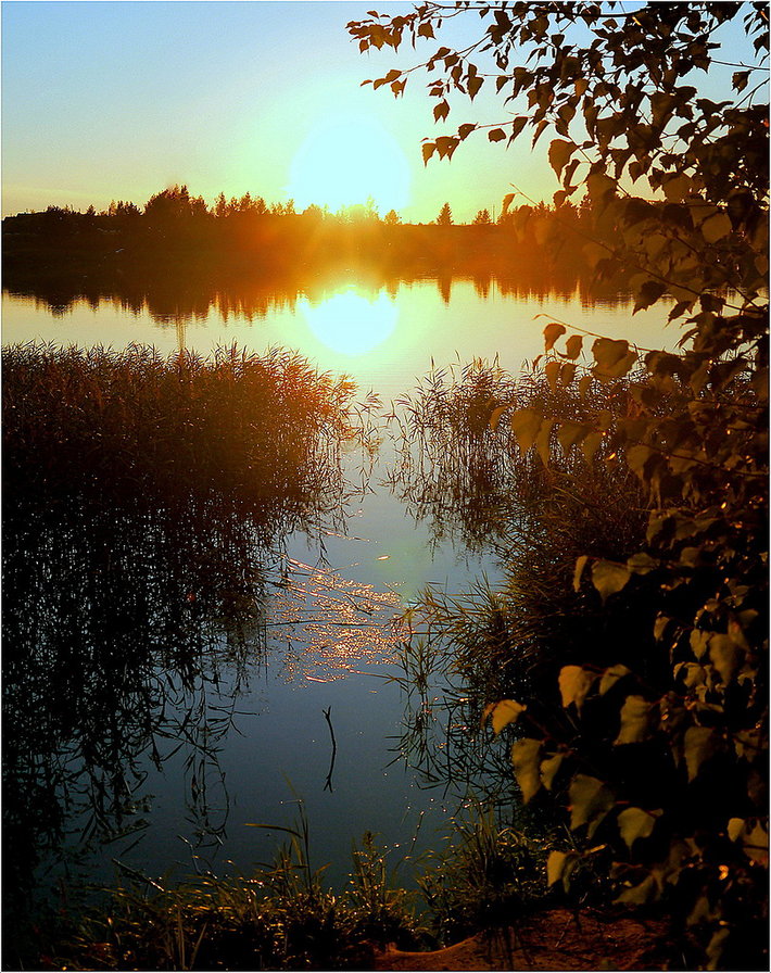 №79606 - река, пейзаж, вечер, закат, природа - оригинал