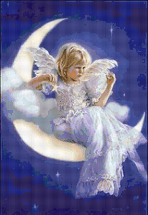 Лунный ангел - ночь, ангел, луна - предпросмотр