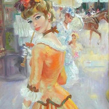 Схема вышивки «девушка в оранжевом»