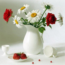 Схема вышивки «ромашки и розы»