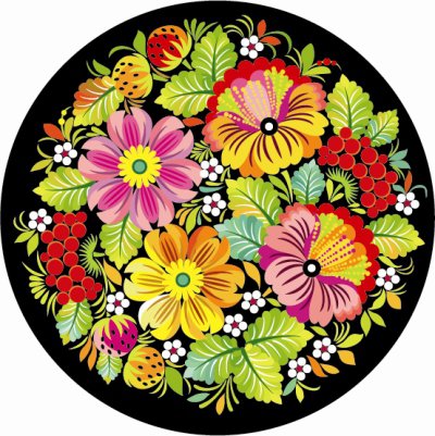 Хохлома - роспись, цветы, подушка, панно - оригинал