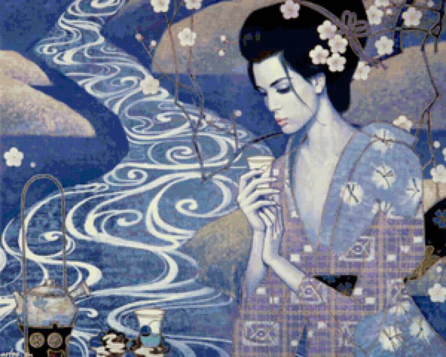 безмятежность - девушка, китай, картина - предпросмотр