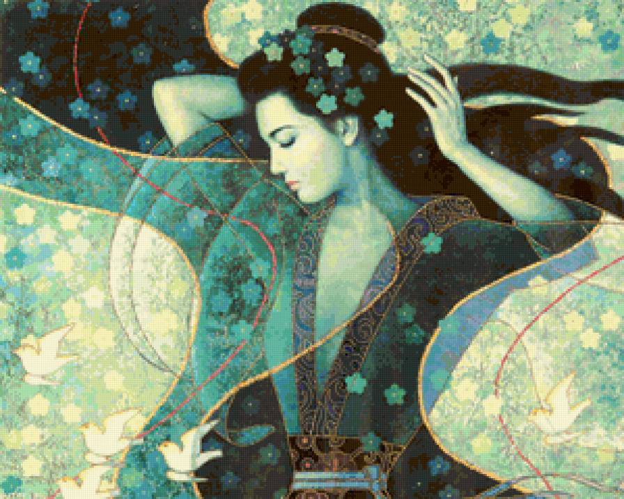 грезы - картина, китай, девушка - предпросмотр