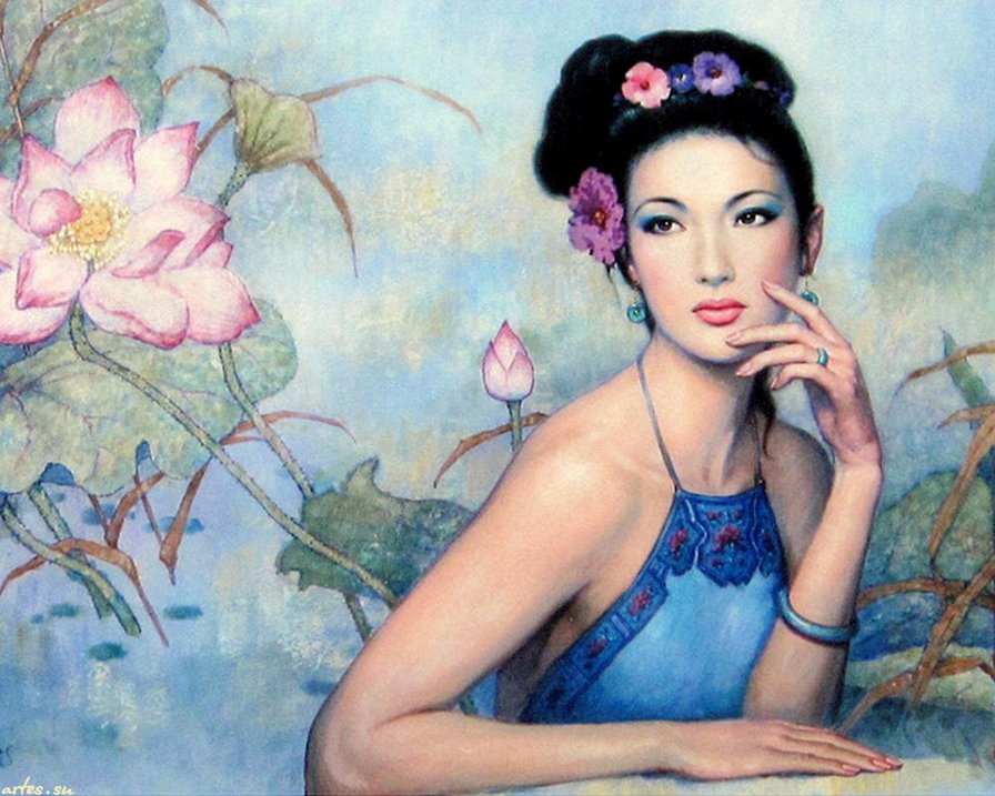 ожидание - картина, китай, девушка - оригинал