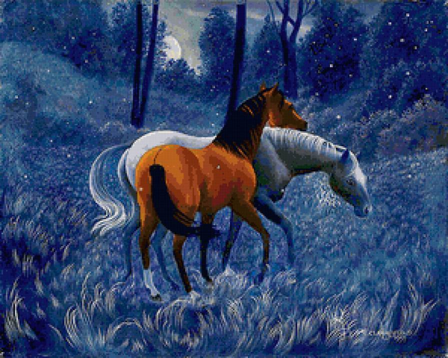 №80192 - природа, картина, лошадь, живопись, искусство, животные - предпросмотр