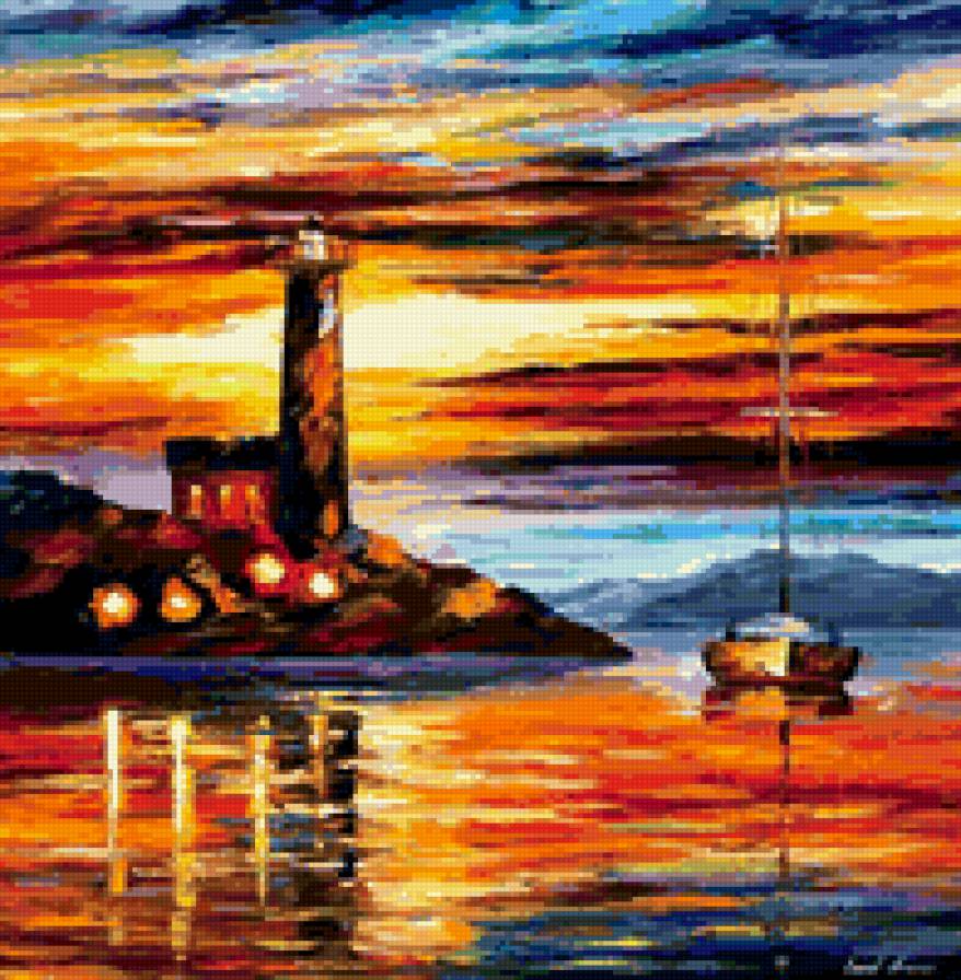 КАРТИНА - картина арефьев маяк море ночь - предпросмотр