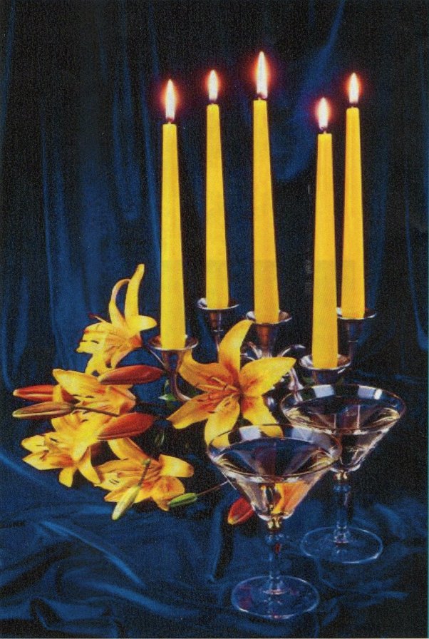 Свечи - цветы, живопись, свечи - оригинал
