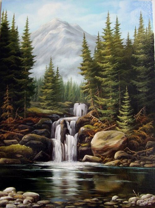 Водопад - живопись, найденов александр - оригинал