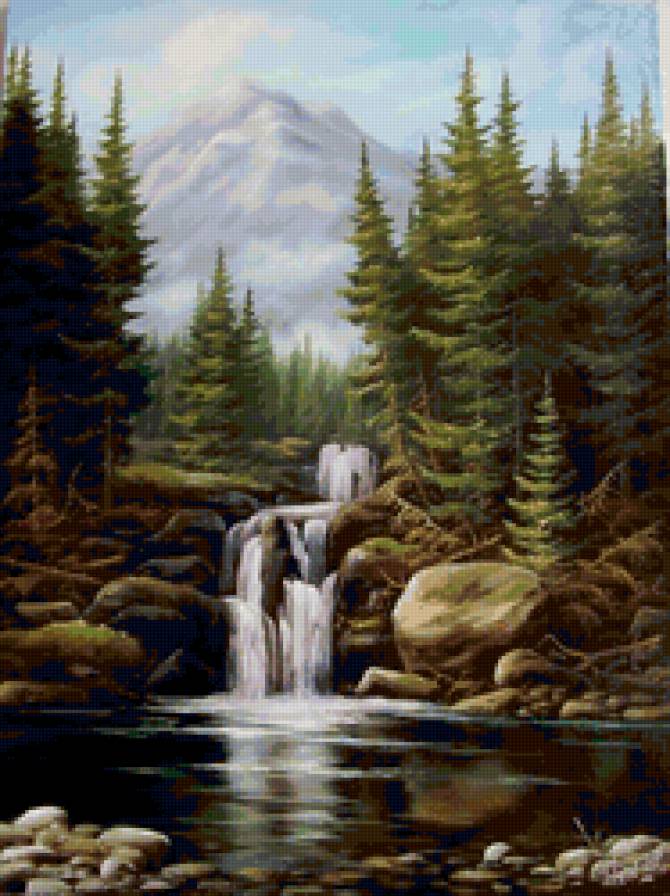 Водопад - живопись, найденов александр - предпросмотр