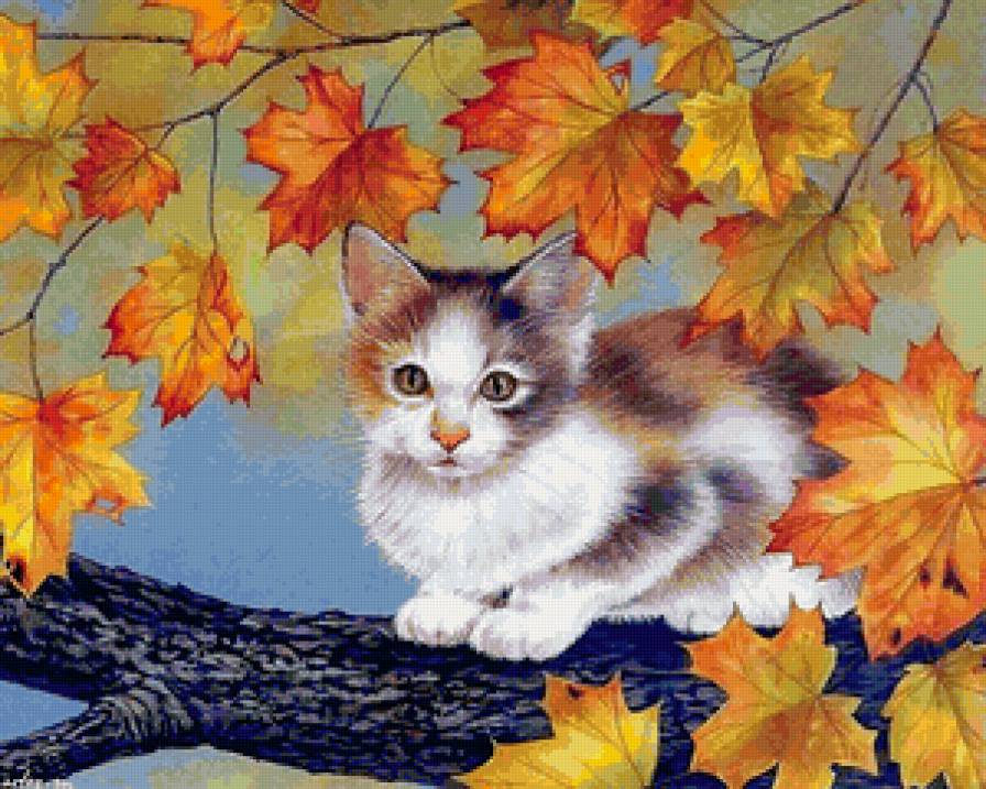 котенок на дереве - котенок - предпросмотр