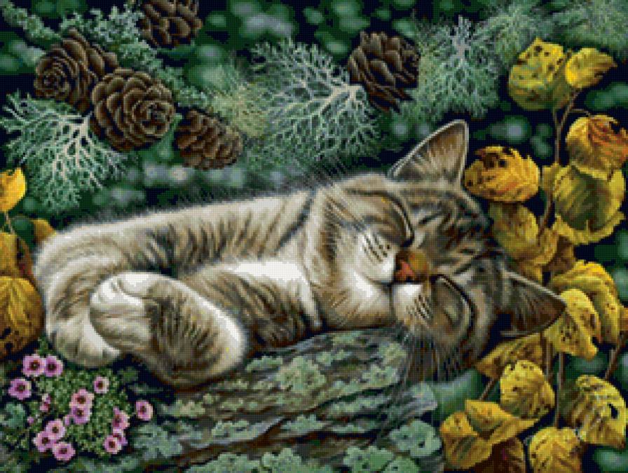 Сладкий сон - коты, животные, живопись - предпросмотр