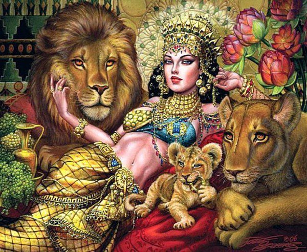 красавица и львы - оригинал