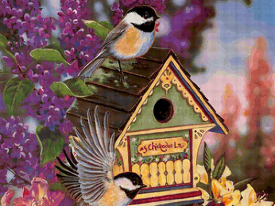 птичий домик - домик, птицы - предпросмотр