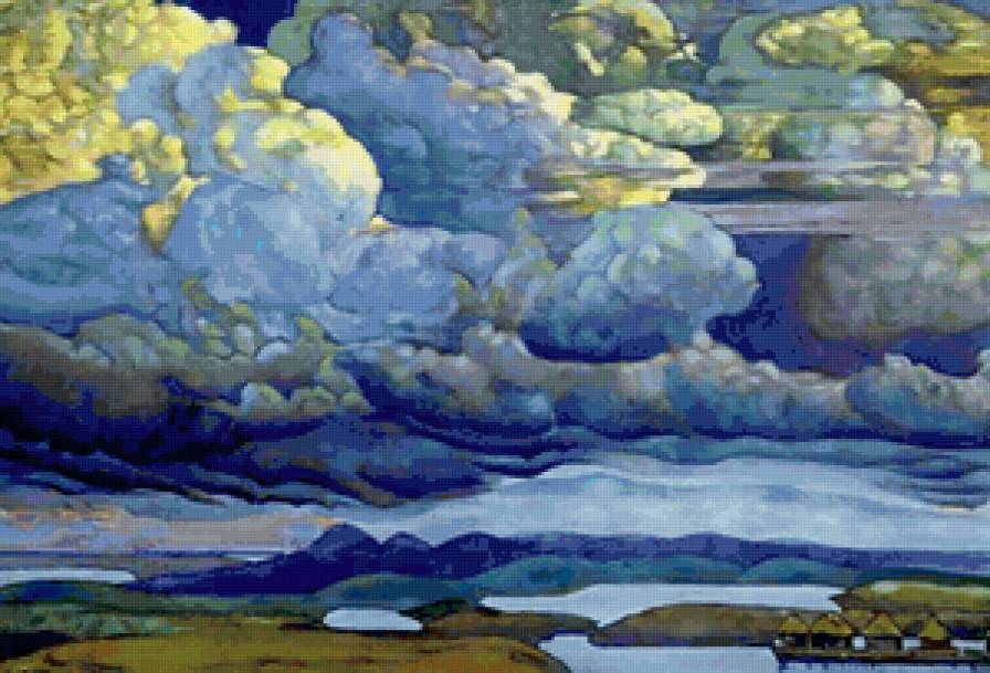 картина - небо, облака, рерих - предпросмотр